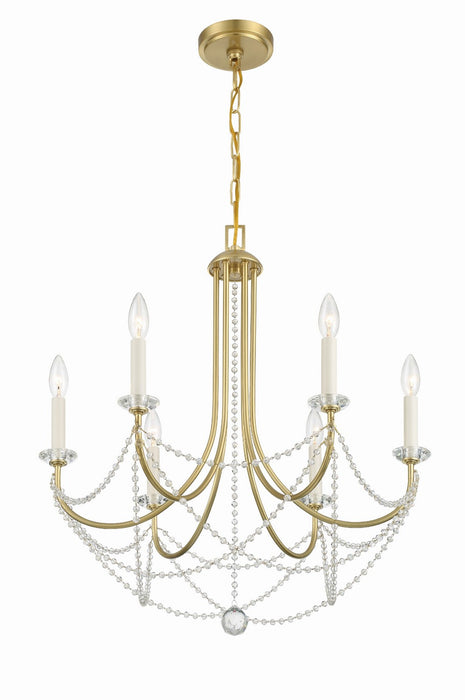 Crystorama DEL-90806-AG Delilah Six Light Chandelier Aged Brass Main Image.jpg