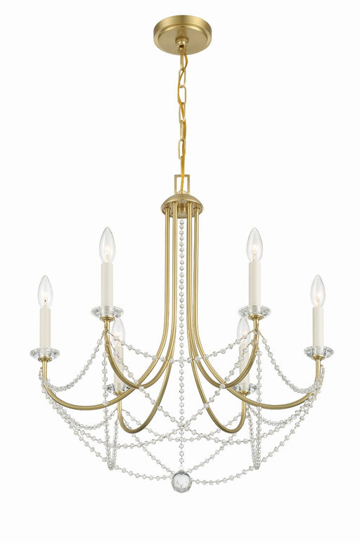 Crystorama DEL-90806-AG Delilah Six Light Chandelier Aged Brass Main Image.jpg
