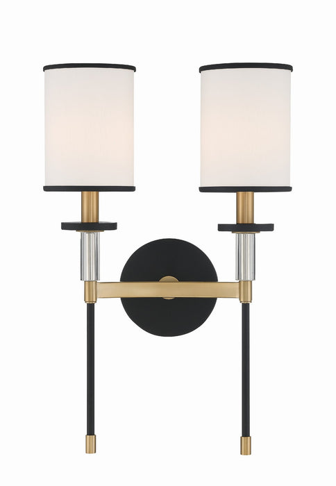 Crystorama HAT-472-BF-VG Hatfield Two Light Wall Sconce Black Forged / Vibrant Gold Main Image.jpg