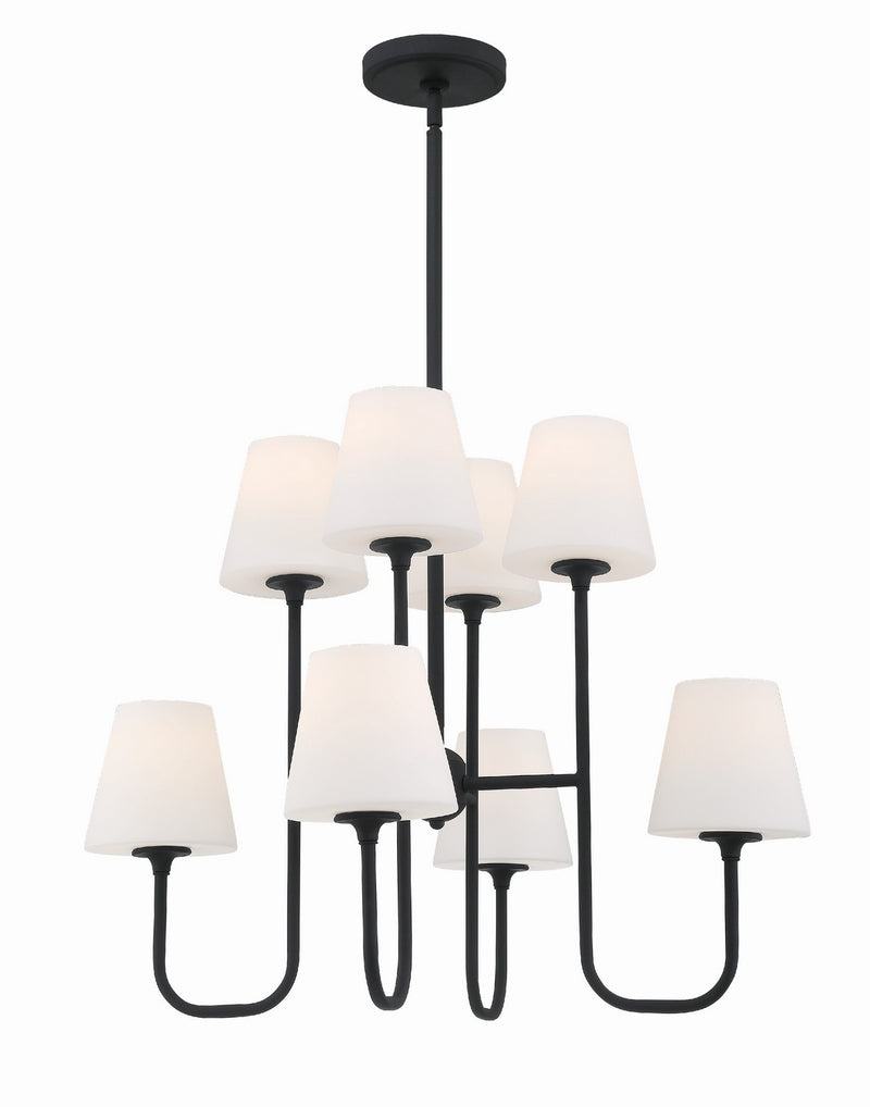 Crystorama KEE-A3008-BF Keenan Eight Light Chandelier Black Forged Main Image.jpg