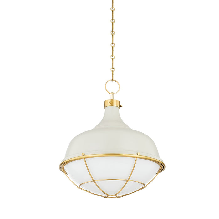 Hudson Valley MDS1502-AGB/OW Holkham One Light Pendant, Aged Brass Main Image.jpg