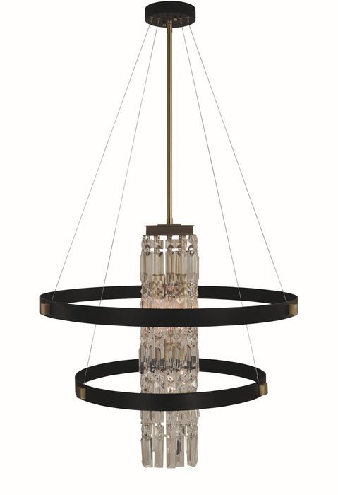 Framburg 5735 BR/MBLACK Iris Five Light Chandelier, Brush Brass Matte Black Main Image.jpg