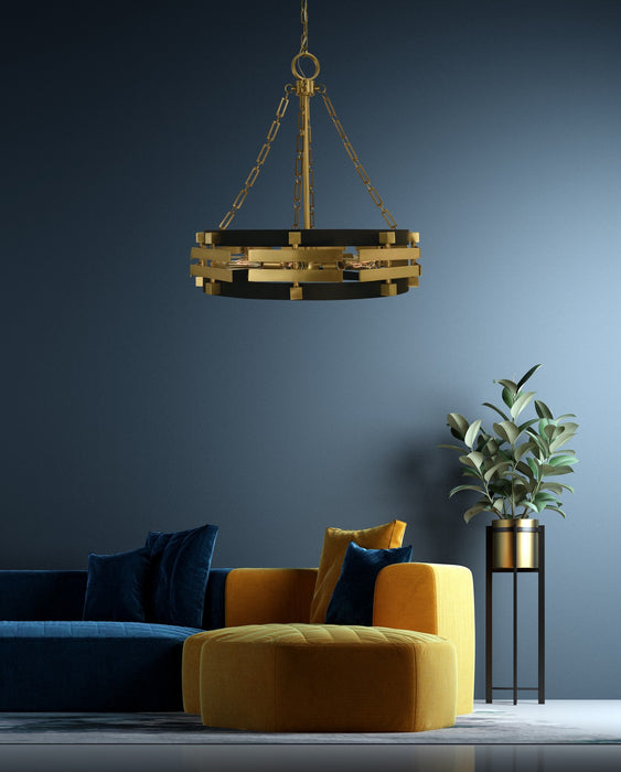 Framburg 5746 BR/MBLACK Eden Six Light Chandelier, Brush Brass Matte Black Alternate Image.jpg