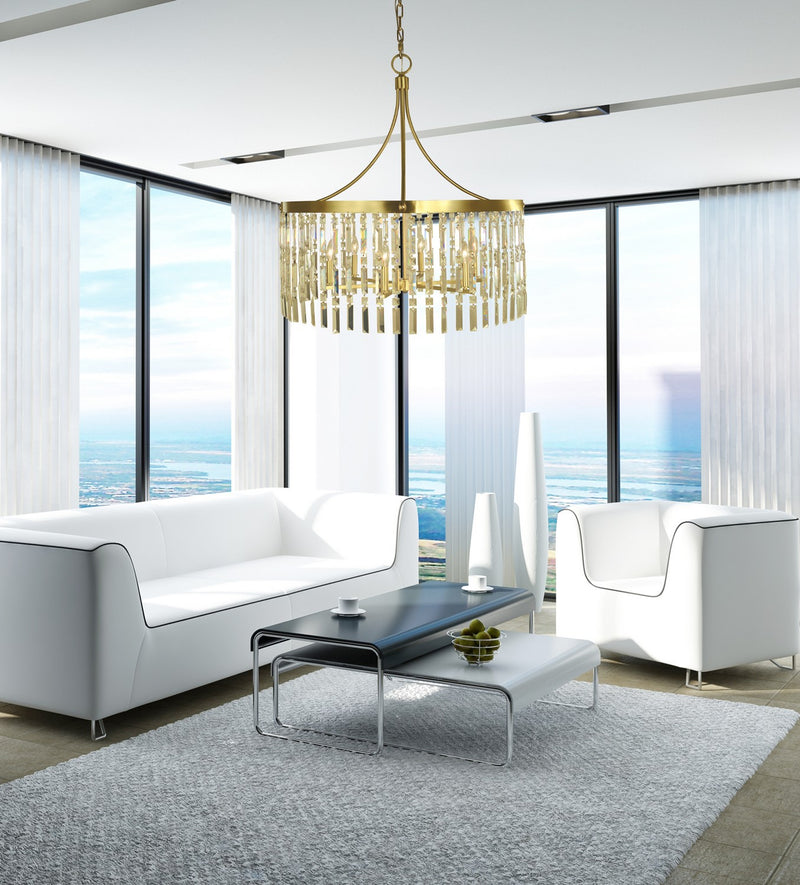 Framburg 5756 BR Holly Six Light Chandelier, Brushed Brass Alternate Image.jpg