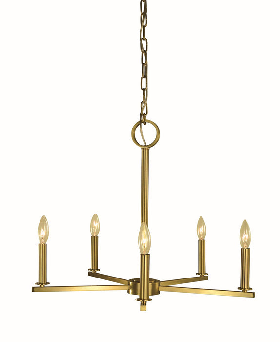 Framburg 5765 BR Evelyn Five Light Chandelier, Brushed Brass Main Image.jpg