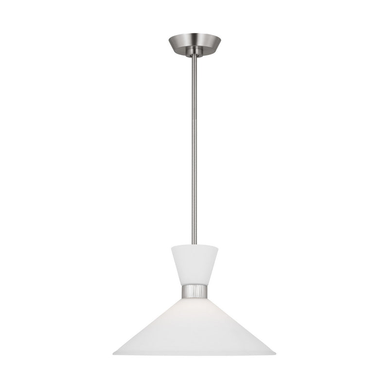 Visual Comfort Studio DJP1091BS Belcarra One Light Pendant, Brushed Steel Main Image.jpg