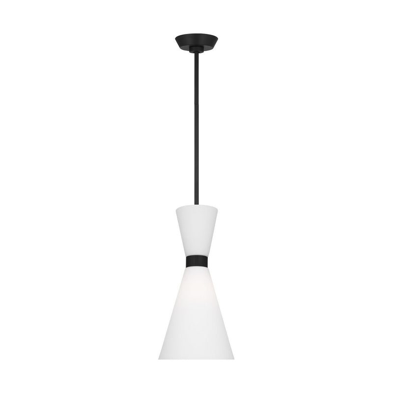 Visual Comfort Studio DJP1101MBK Belcarra One Light Pendant, Midnight Black Main Image.jpg