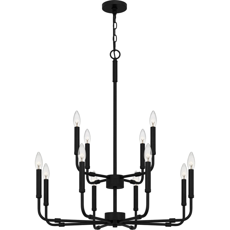 Quoizel ABR5128MBK Abner 12 Light Chandelier, Matte Black Main Image.jpg