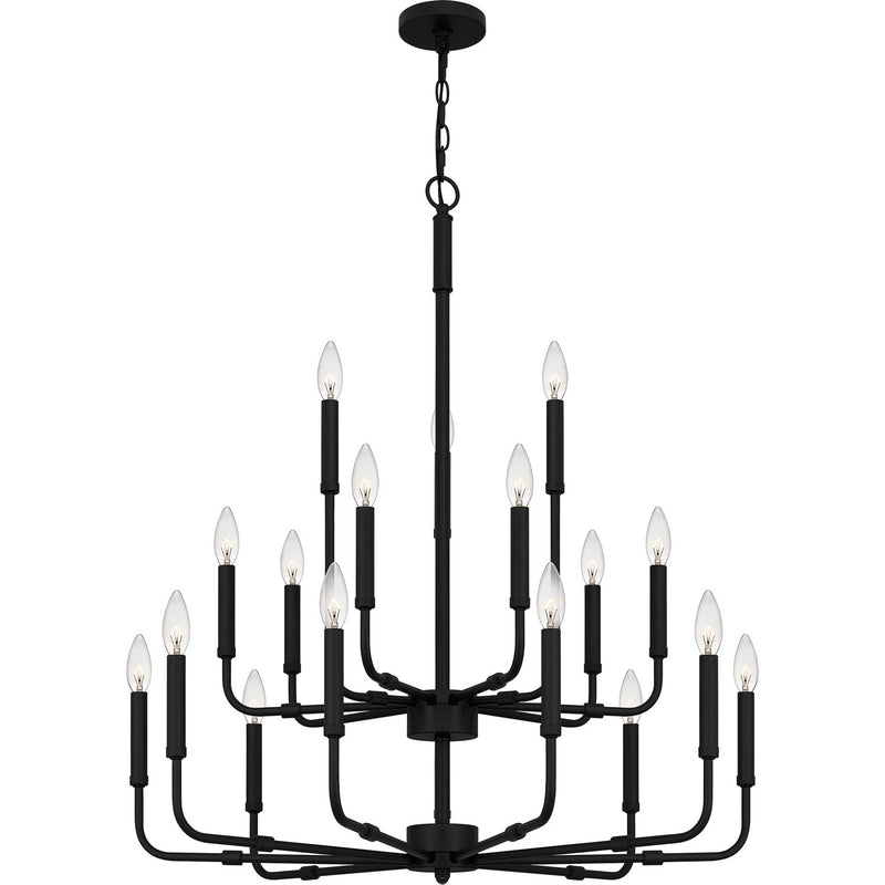 Quoizel ABR5132MBK Abner 18 Light Chandelier, Matte Black Main Image.jpg