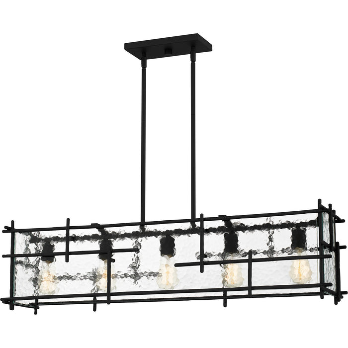 Quoizel DPN538MBK Daphne Five Light Linear Chandelier, Matte Black Main Image.jpg