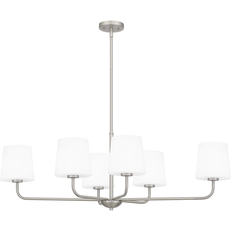 Quoizel GGR642BN Gallagher Six Light Linear Chandelier, Brushed Nickel Main Image.jpg