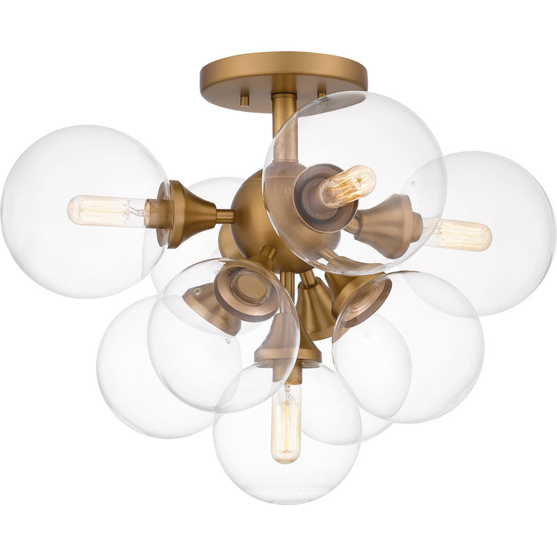 Quoizel GLI1720BWS Glinda Five Light Semi Flush Mount, Brushed Weathered Brass Main Image.jpg
