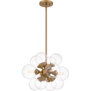Quoizel GLI2820BWS Glinda Four Light Pendant, Brushed Weathered Brass Main Image.jpg