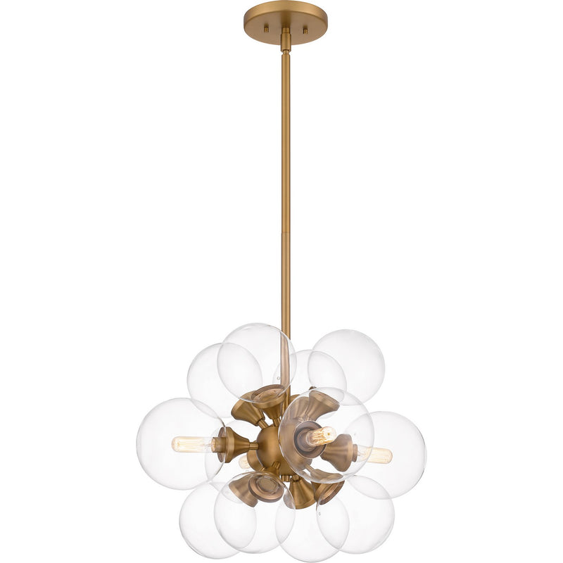Quoizel GLI2820BWS Glinda Four Light Pendant, Brushed Weathered Brass Main Image.jpg