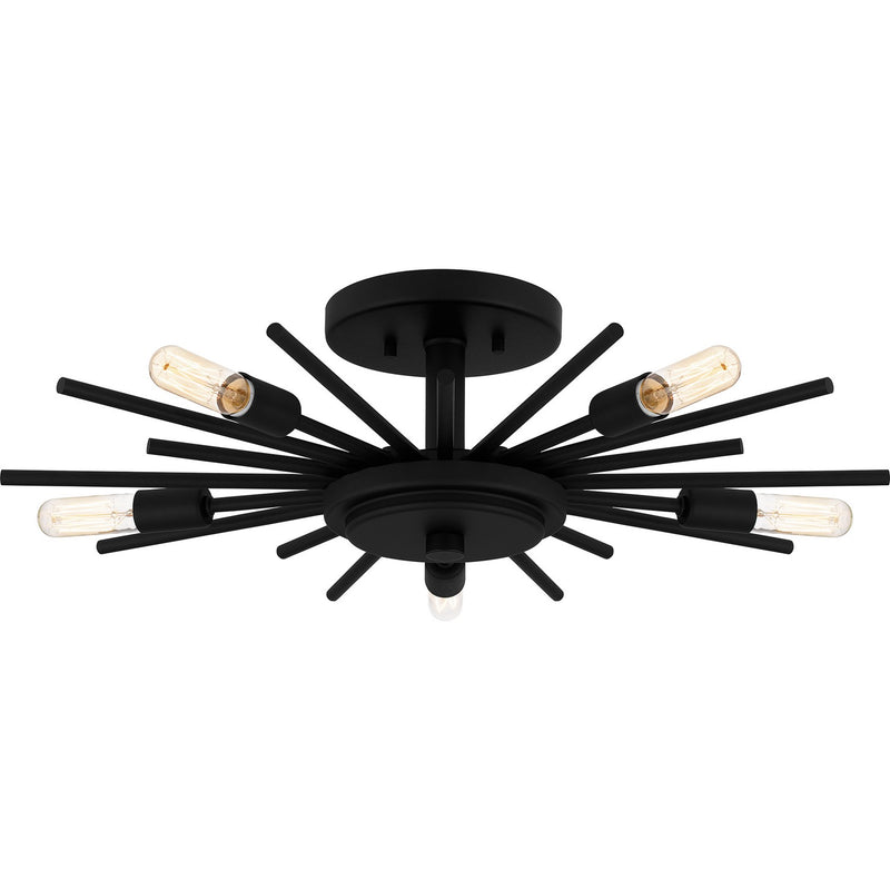 Quoizel QSF6158MBK Mesquite Five Light Semi Flush Mount, Matte Black Main Image.jpg