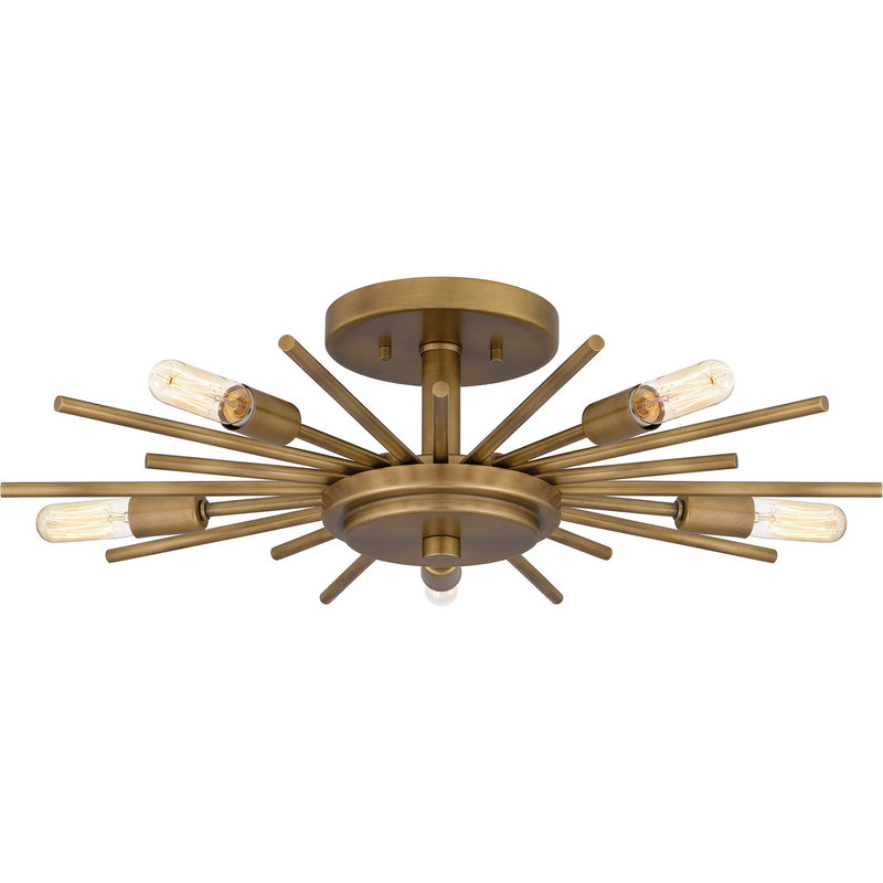 Quoizel QSF6158WS Mesquite Five Light Semi Flush Mount, Weathered Brass Main Image.jpg