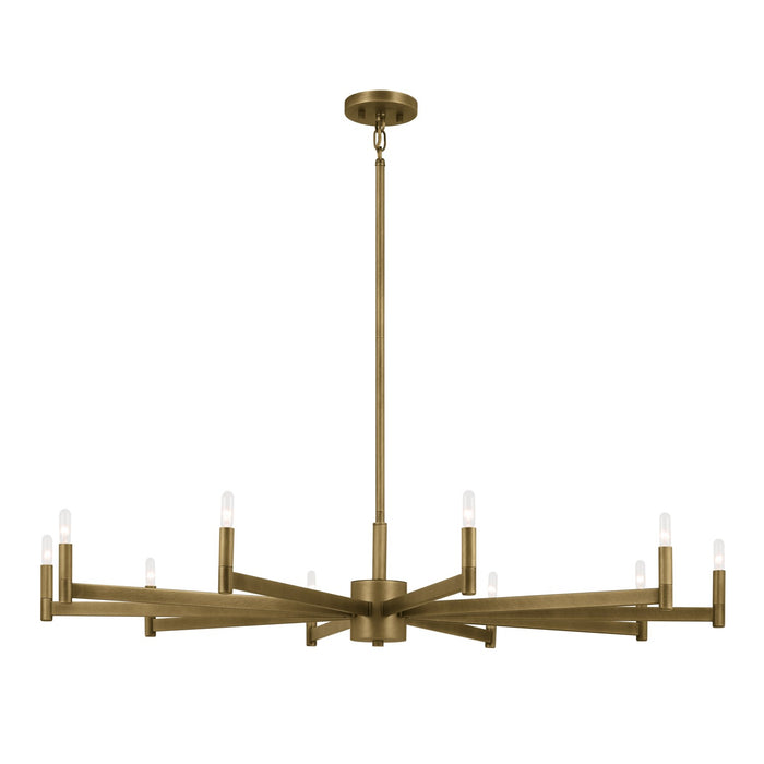 Kichler 52613NBR Ten Light Chandelier, Natural Brass
