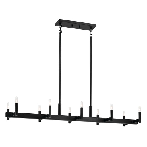 Kichler 52614BK Ten Light Linear Chandelier, Black