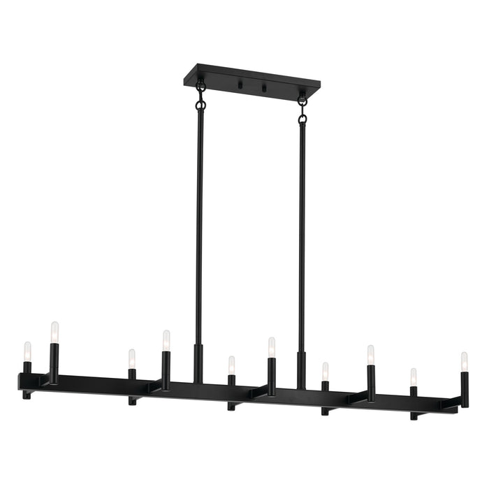 Kichler 52614BK Ten Light Linear Chandelier, Black