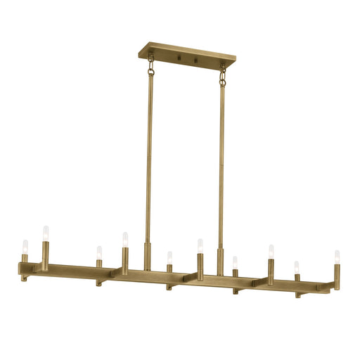 Kichler 52614NBR Ten Light Linear Chandelier, Natural Brass