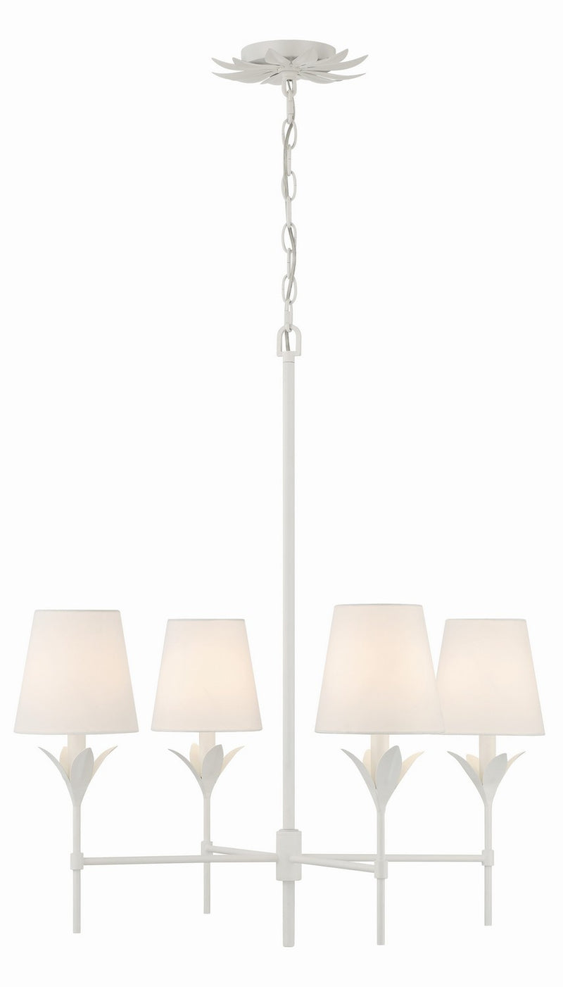 Crystorama 534-MT Broche Four Light Chandelier Matte White Main Image.jpg