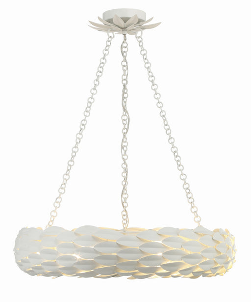 Crystorama 536-MT Broche Six Light Pendant Matte White Main Image.jpg
