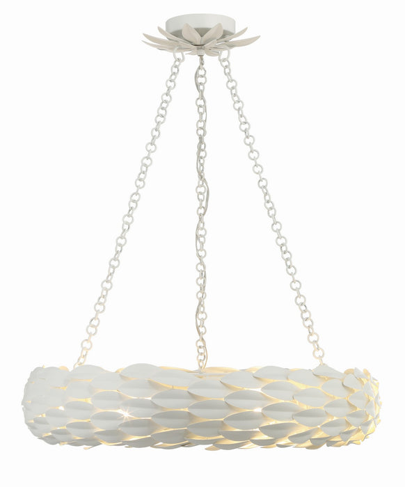 Crystorama 536-MT Broche Six Light Pendant Matte White Main Image.jpg