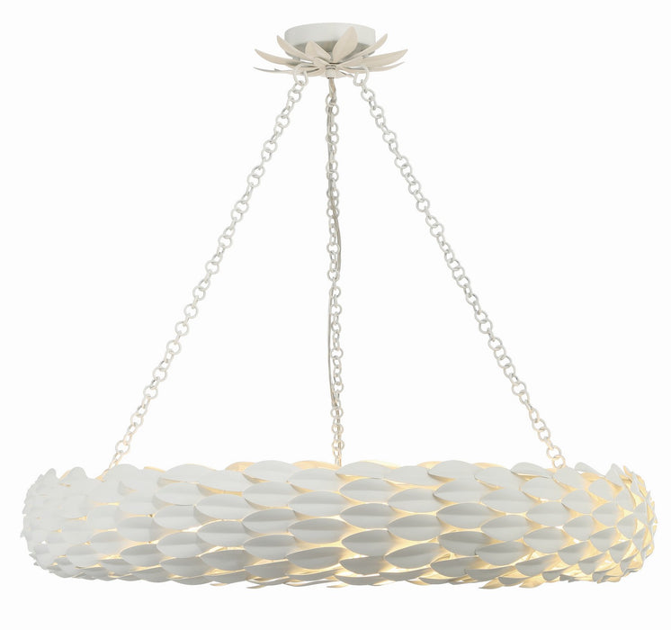 Crystorama 538-MT Broche Eight Light Pendant Matte White Main Image.jpg