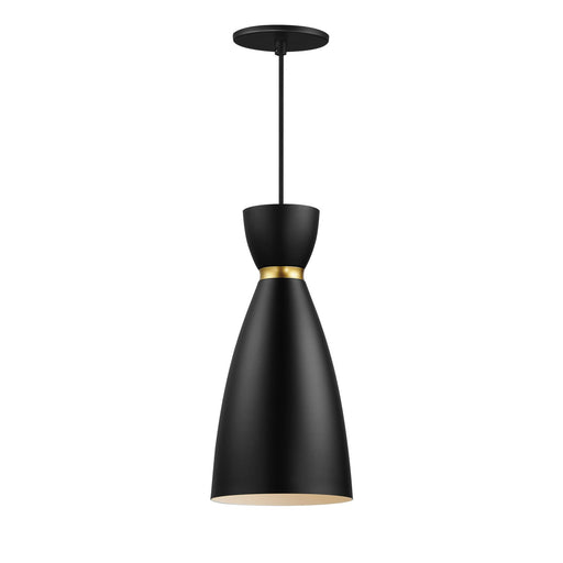 Maxim 11301BKSBR Carillon One Light Mini Pendant, Black / Satin Brass Main Image.jpg