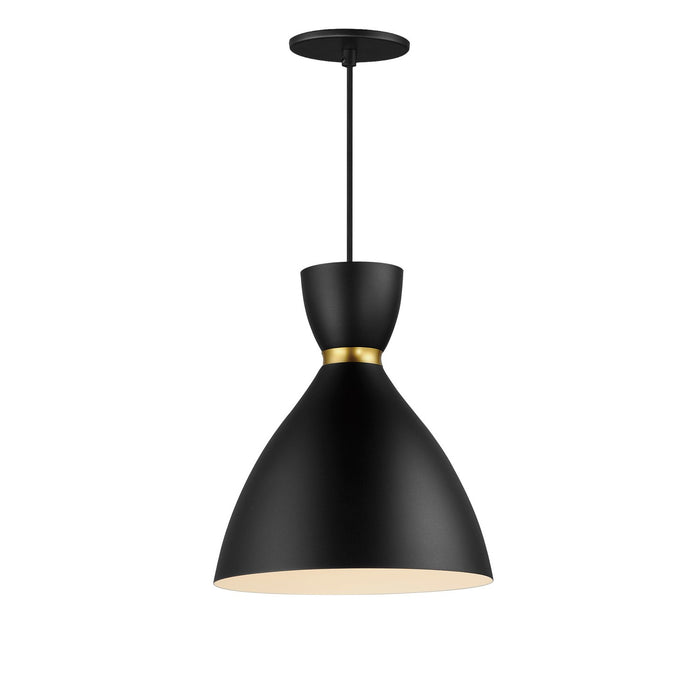 Maxim 11302BKSBR Carillon One Light Mini Pendant, Black / Satin Brass Main Image.jpg