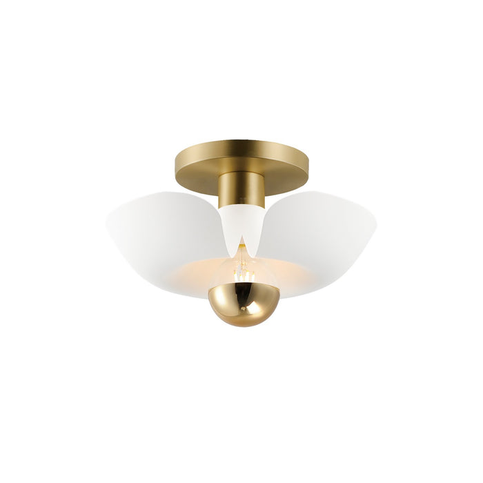 Maxim 11390WTSBR Poppy LED Flush Mount, White/Satin Brass Main Image.jpg