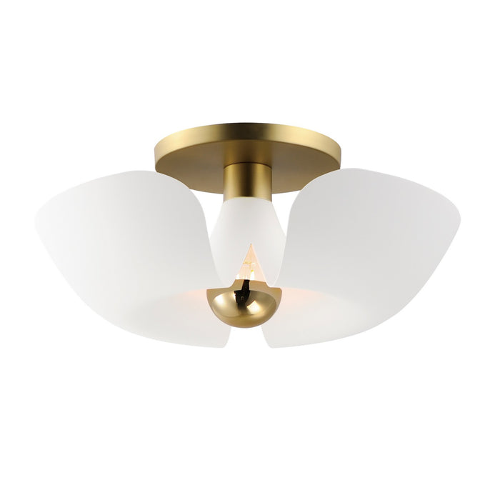 Maxim 11399WTSBR Poppy LED Flush Mount, White/Satin Brass Main Image.jpg