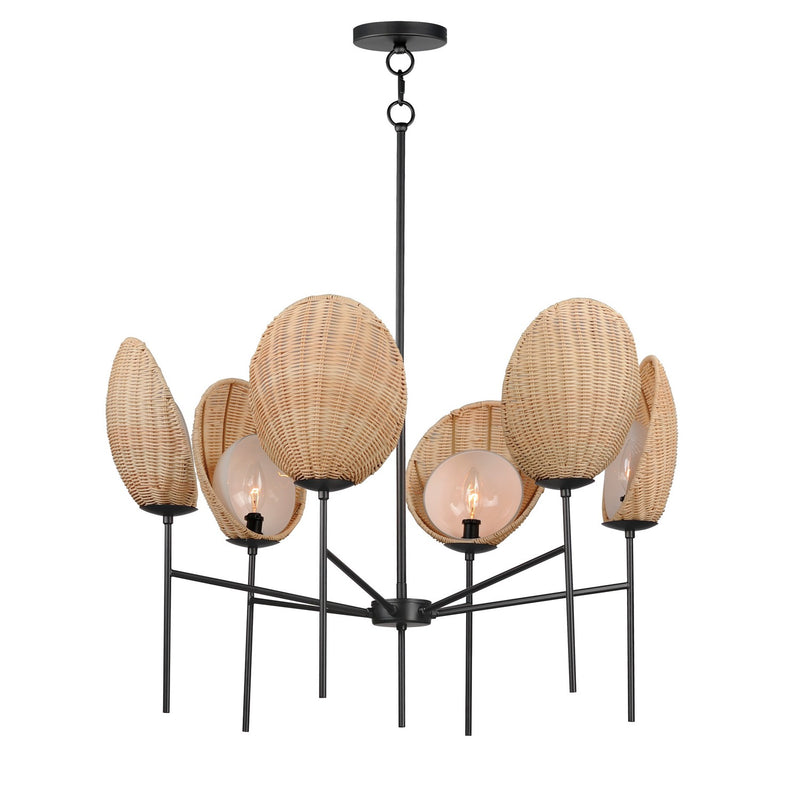 Maxim 12606NABK Maldives Six Light Chandelier, Black Main Image.jpg