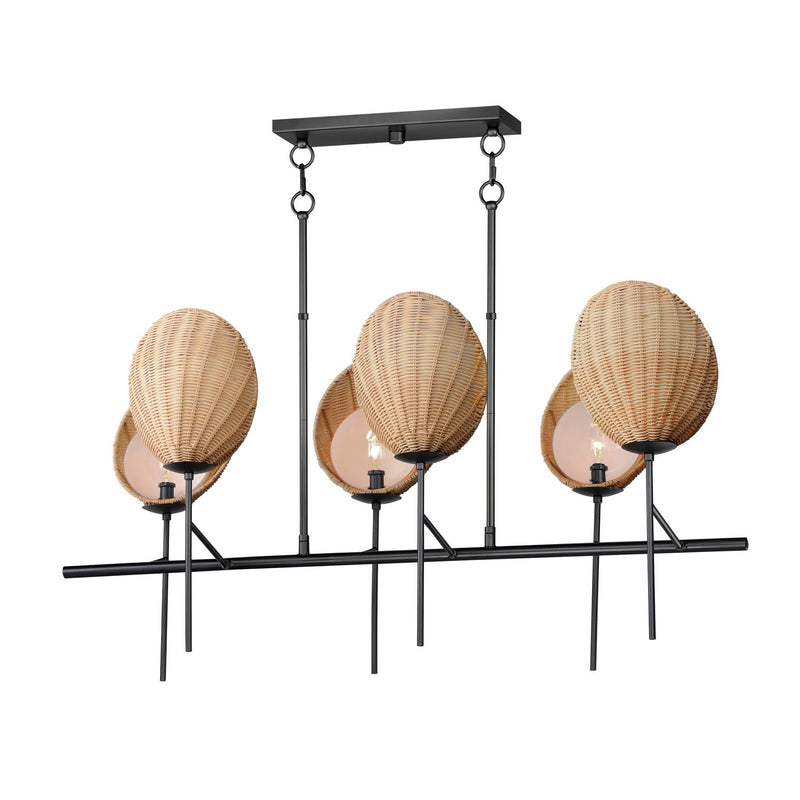 Maxim 12607NABK Maldives Six Light Linear Chandelier, Black Main Image.jpg