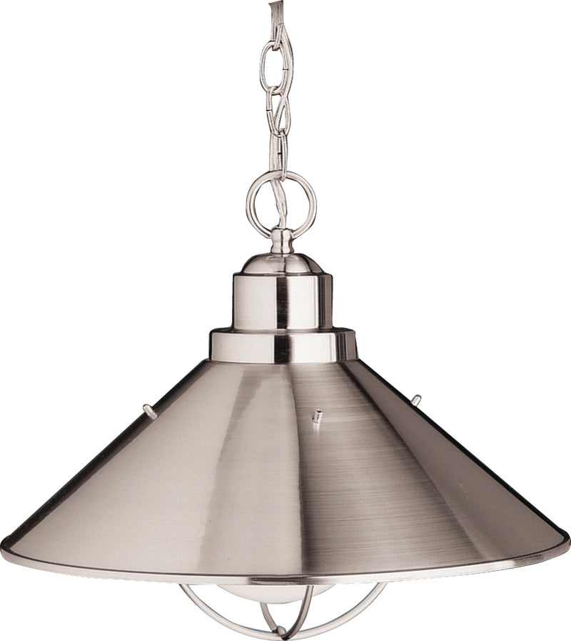 Kichler 2713NI One Light Outdoor Pendant, Brushed Nickel