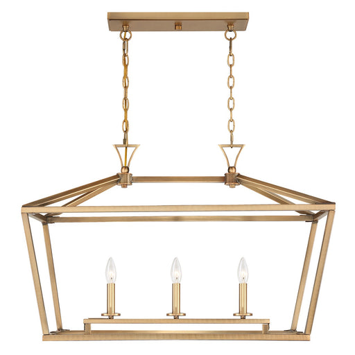 Savoy House 1-423-3-322 Three Light Linear Chandelier, Warm Brass