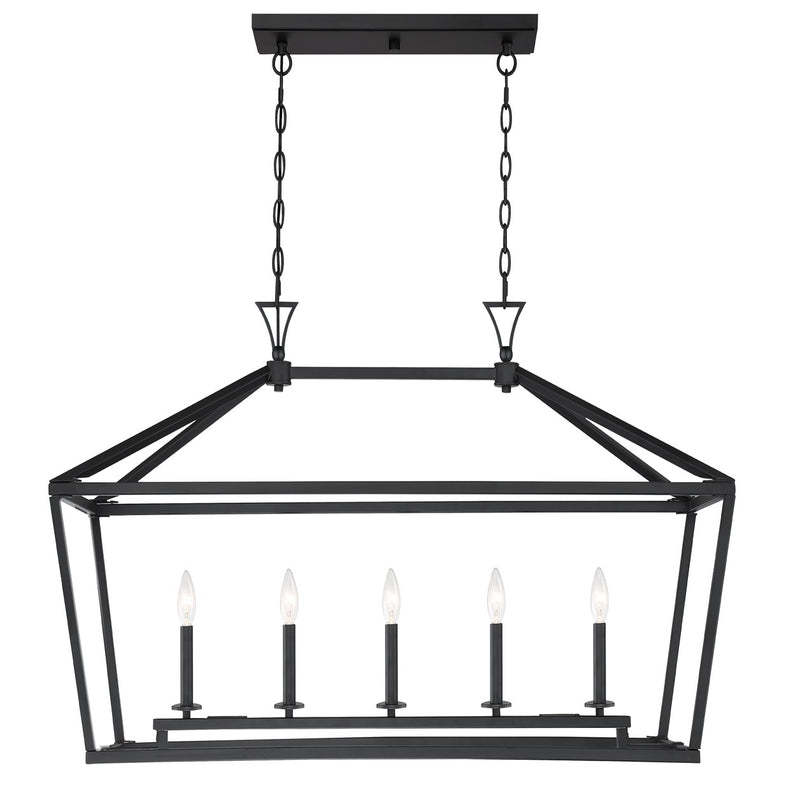 Savoy House 1-424-5-89 Five Light Linear Chandelier, Matte Black