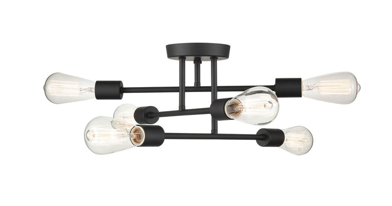 Millennium 4256-MB Decco Six Light Semi-Flush Mount, Matte Black Main Image.jpg