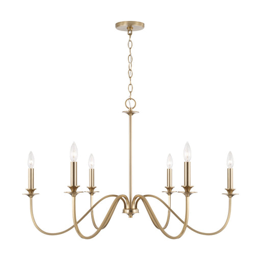 Capital Lighting AA1029MA Six Light Chandelier, Matte Brass