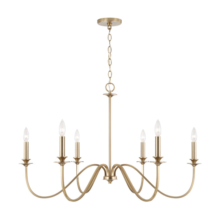 Capital Lighting AA1029MA Six Light Chandelier, Matte Brass