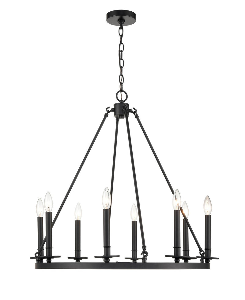 Millennium 6708-MB Florence Eight Light Chandelier, Matte Black Main Image.jpg