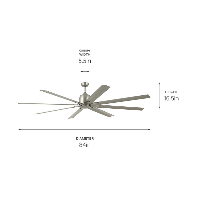Kichler 310285NI 84"Ceiling Fan, Brushed Nickel (6)