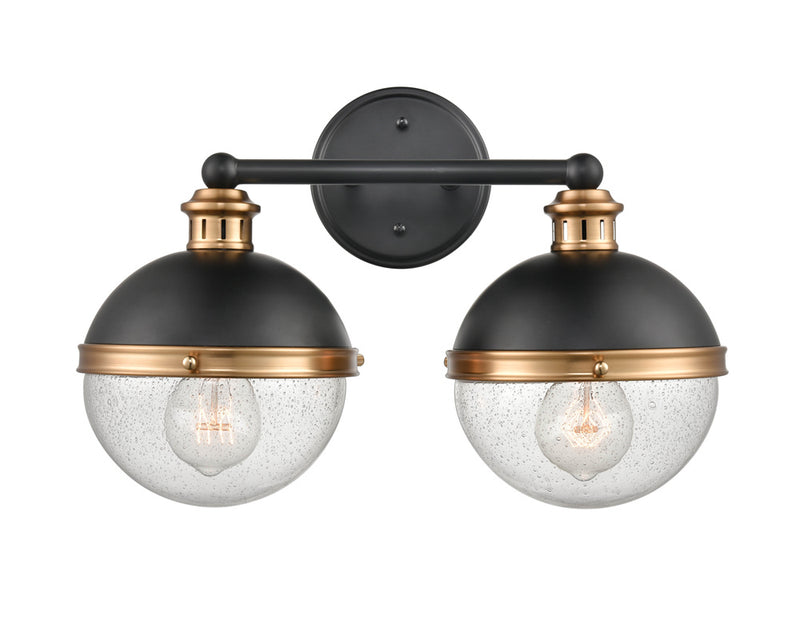 Millennium 4252-MB/AB Ellmira Two Light Vanity, Matte Black/ Aged Brass Main Image.jpg