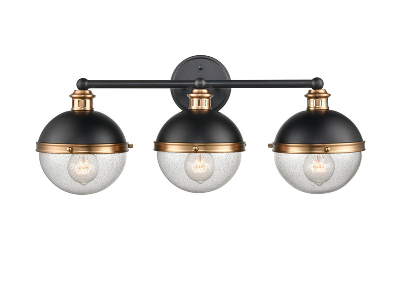 Millennium 4253-MB/AB Ellmira Three Light Vanity, Matte Black/ Aged Brass Main Image.jpg