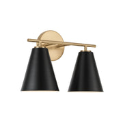 Capital Lighting AA1038RK Two Light Vanity, Matte Brass and Black