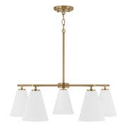 Capital Lighting AA1040RE Five Light Chandelier, Matte Brass and White