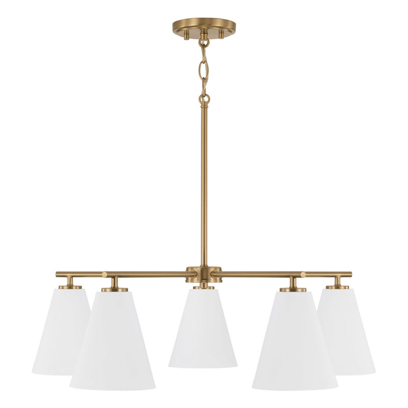 Capital Lighting AA1040RE Five Light Chandelier, Matte Brass and White