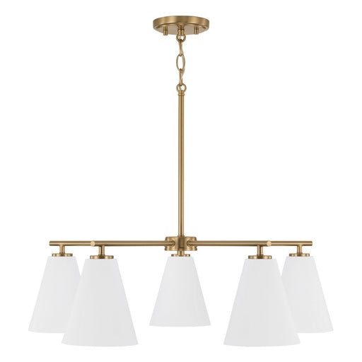 Capital Lighting AA1040RE Five Light Chandelier, Matte Brass and White