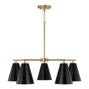 Capital Lighting AA1040RK Five Light Chandelier, Matte Brass and Black