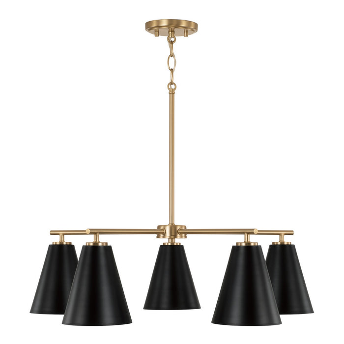 Capital Lighting AA1040RK Five Light Chandelier, Matte Brass and Black